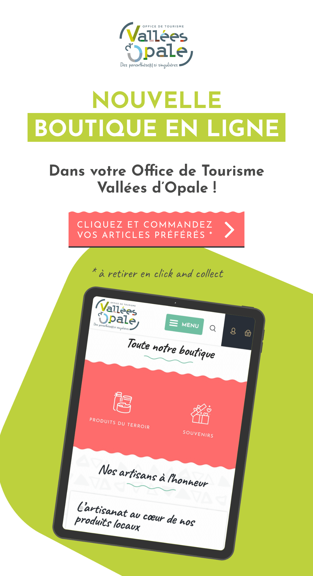 Nouvelle boutique en ligne : Dans votre Office de Tourisme Vallées d’Opale ! Cliquez et commandez vos articles préférés *